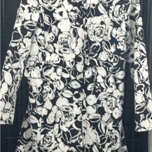 Liz Claiborne Black and White Floral Trench Coat